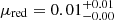$ \mu_{\mathrm{red}} = 0.01^{+0.01}_{-0.00} $