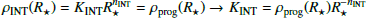 $$ \begin{aligned} {\rho _{\rm INT}(R_\star ) = K_{\rm INT} R_{\star }^{n_{\rm INT}} = \rho _{\rm prog}(R_\star ) \rightarrow K_{\rm INT} = \rho _{\rm prog}(R_\star ) R_{\star }^{-n_{\rm INT}}}. \end{aligned} $$