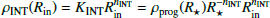 $$ \begin{aligned} {\rho _{\rm INT}(R_{\rm in}) = K_{\rm INT} R_{\rm in}^{n_{\rm INT}} = \rho _{\rm prog}(R_\star ) R_{\star }^{-n_{\rm INT}} R_{\rm in}^{n_{\rm INT}}} \end{aligned} $$