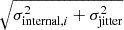 $ \sqrt{\sigma_{\mathrm{internal},i}^2 + \sigma_{\mathrm{jitter}}^2} $