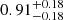 $ 0.91^{+0.18}_{-0.18} $