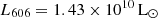 $ L_{606} = 1.43 \times 10^{10}\,\mathrm{L}_{\odot} $