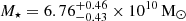 $ M_\star = 6.76^{+0.46}_{-0.43}\times10^{10}\,\mathrm{M}_{\odot} $