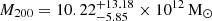 $ M_{200} = 10.22^{+13.18}_{-5.85}\times 10^{12}\,\mathrm{M}_{\odot} $