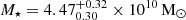 $ M_\star = 4.47^{+0.32}_{0.30}\times10^{10}\,\mathrm{M}_{\odot} $