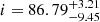 $ i = 86.79^{+3.21}_{-9.45} $
