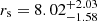 $ r_{\mathrm{s}} = 8.02^{+2.03}_{-1.58} $