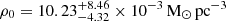 $ \rho_0 = 10.23^{+8.46}_{-4.32}\times10^{-3}\,\mathrm{M}_{\odot}\,\mathrm{pc}^{-3} $