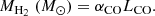 $$ \begin{aligned} M_{\rm H_{2}}\;(M_{\odot }) = \alpha _{\rm CO} L_{\rm CO}. \end{aligned} $$