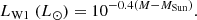 $$ \begin{aligned} L_{\rm W1} \; (L_{\odot }) = 10^{-0.4(M-M_{\rm Sun})}. \end{aligned} $$
