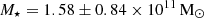 $ M_{\star} = 1.58\pm 0.84 \times 10^{11}\,\mathrm{M}_{\odot} $