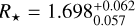 ${R_ \star } = 1.698_{0.057}^{ + 0.062}$