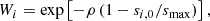 $$ \begin{aligned} W_i = \exp \left[ -\rho \, (1-s_{i,0}/s_{\rm max}) \right], \end{aligned} $$