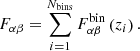 $$ \begin{aligned} F_{\alpha \beta }=\sum _{i=1}^{N_{\mathrm{bins} }} F_{\alpha \beta }^{\mathrm{bin} }\left(z_i\right). \end{aligned} $$