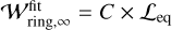 ${\cal W}_{{\rm{ring, }},\infty }^{{\rm{fit}}} = C \times {{\cal L}_{{\rm{eq}}}}$