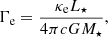 $$ \begin{aligned} \Gamma _{\rm e} = \frac{\kappa _{\rm e} L_\star }{4 \pi c G M_\star }, \end{aligned} $$