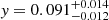 $ \mathit{y} = 0.091_{-0.012}^{+0.014} $
