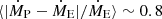 $ \langle |\dot{M}_{\mathrm{P}} - \dot{M}_{\mathrm{E}}| /\dot{M}_{\mathrm{E}} \rangle \sim 0.8 $