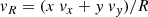 $$ \begin{aligned}&v_R = (x\ v_x + y\ v_y) / R \end{aligned} $$