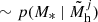 $ \sim p(M_{\ast}~|~\tilde{M}_{\mathrm{h}}^j) $