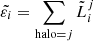 $ \tilde{\varepsilon_{i}} = \sum_{\mathrm{halo}=j} \tilde{L}_i^j $