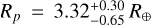 ${R_p} = 3.32_{ - 0.65}^{ + 0.30}{R_ \oplus }$
