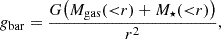$$ \begin{aligned} g_{\rm bar} = \frac{G\big (M_{\rm gas}({<}r)+M_\star ({ < }r)\big )}{r^2}, \end{aligned} $$