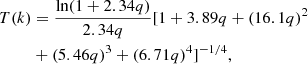 $$ \begin{aligned} T(k)&= \frac{\ln (1+2.34q)}{2.34q}[1+3.89q+(16.1q)^2 \nonumber \\&+(5.46q)^3+(6.71q)^4]^{-1/4}, \end{aligned} $$
