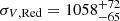 $ \sigma_{V,\mathrm{Red}} = 1058_{-65}^{+72} $