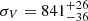 $ \sigma_{V} = 841_{-36}^{+26} $