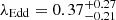 $ \lambda_{\mathrm{Edd}}=0.37_{-0.21}^{+0.27} $