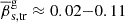 $ \overline{\beta}^{\mathrm{g}}_{\mathrm{s,tr}} \approx 0.02{-}0.11 $