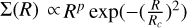 ${\rm{\Sigma }}(R) \propto {R^p}\exp \left( { - {{\left( {{R \over {{R_c}}}} \right)}^2}} \right)$