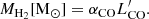 $$ \begin{aligned} M_{\rm H_2} [\mathrm{M}_\odot ]= \alpha _{\rm CO} L^\prime _{\rm CO}. \end{aligned} $$