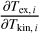 ${{\partial {T_{{\rm{ex}},i}}} \over {\partial {T_{{\rm{kin}},i}}}}{\rm{}}$