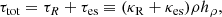 $$ \begin{aligned} \tau _{\rm tot} = \tau _R + \tau _{\rm es} \equiv (\kappa _{\rm R}+\kappa _{\rm es})\rho h_\rho , \end{aligned} $$