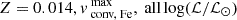 $ Z=0.014, v_{\text{ conv, Fe}}^{\text{ max}}, \text{ all} \log (\mathcal{L}/\mathcal{L}_{\odot}) $