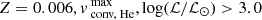 $ Z=0.006, v_{\text{ conv, He}}^{\text{ max}}, \log (\mathcal{L}/\mathcal{L}_{\odot}) > 3.0 $