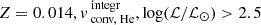 $ Z=0.014, v_{\text{ conv, He}}^{\text{ integr}}, \log (\mathcal{L}/\mathcal{L}_{\odot}) > 2.5 $