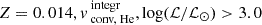 $ Z=0.014, v_{\text{ conv, He}}^{\text{ integr}}, \log (\mathcal{L}/\mathcal{L}_{\odot}) > 3.0 $