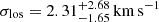 $ \sigma_{\mathrm{los}} = 2.31^{+2.68}_{-1.65}\,\mathrm{km}\,\mathrm{s}^{\mathrm{-1}} $