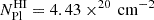 $ N_{\mathrm{Pl}}^{\mathrm{HI}} = 4.43 \times ^{20}\,\mathrm{cm^{-2}} $