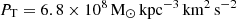 $ P_{\mathrm{T }} = 6.8\times 10^{8}\,\mathrm{M}_{\odot}\,\mathrm{kpc}^{-3} \,\mathrm{km}^2\,\mathrm{s}^{-2} $
