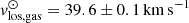 $ v^{\odot}_{\mathrm{los,gas}} = 39.6\pm0.1\,\mathrm{km}\,\mathrm{s}^{\mathrm{-1}} $