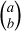 $\left( \matrix{ a \cr b \cr} \right)$