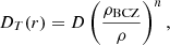 $$ \begin{aligned} D_{T}(r) = D \left(\frac{\rho _{\mathrm{BCZ}}}{\rho }\right)^{n}, \end{aligned} $$
