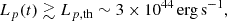 $$ \begin{aligned} L_p (t) \gtrsim L_{p,\mathrm{th}}\sim 3 \times 10^{44}\,\mathrm{erg}\,\mathrm{s}^{-1}, \end{aligned} $$