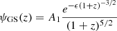 $$ \begin{aligned} \psi _{\rm GS}(z)=A_1{e^{-\epsilon (1+z)^{-3/2}}\over (1+z)^{5/2}} \end{aligned} $$