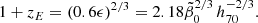 $$ \begin{aligned} 1+z_E=(0.6\epsilon )^{2/3} = 2.18\tilde{\beta }_0 ^{2/3}\,h_{70}^{-2/3}. \end{aligned} $$