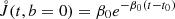 $ \mathring{J} (t,b = 0)=\beta _0e^{-\beta _0(t-t_0)} $